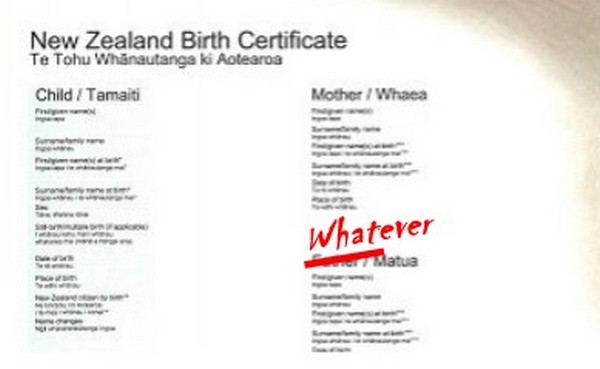 NZ Birth Certificates No Longer Based on Biology