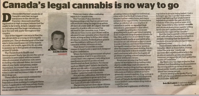 Bob McCoskrie: Canada’s legal cannabis is no way to go