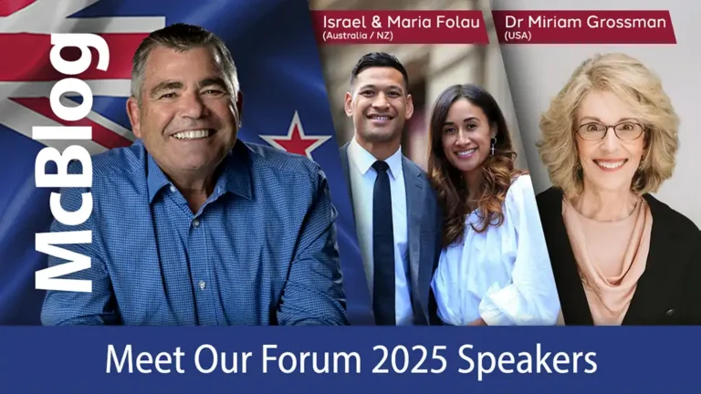 Forum 2025 speakers Dr Miriam Grossman / Israel & Maria Folau